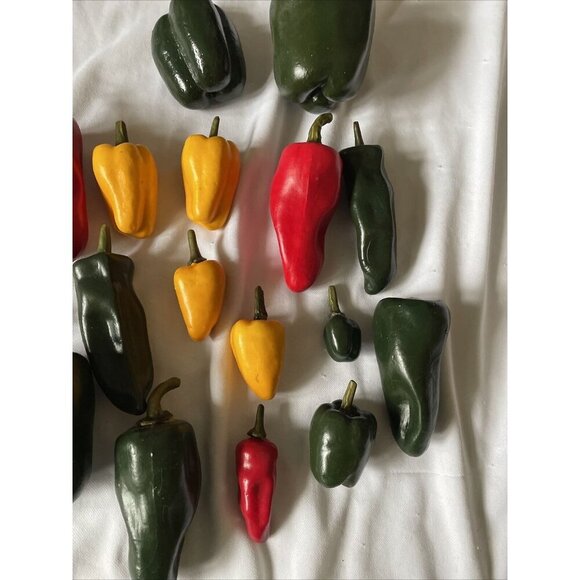 Set Of Decorative Faux Peppers In Red Yellow & Green - Picture 13 of 14